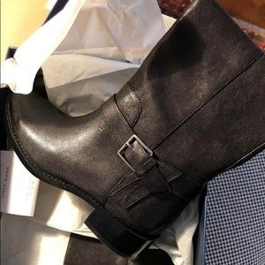 COLE HAAN Womens Boots Black Leather 8.5 NEW NIB